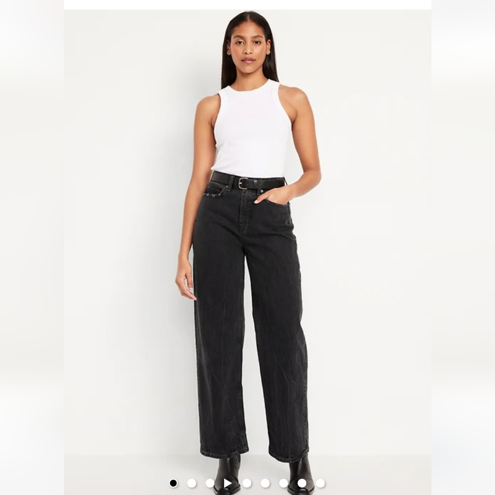 Curvy Extra High-Waisted Off Black Wide-Leg Jeans (10P)